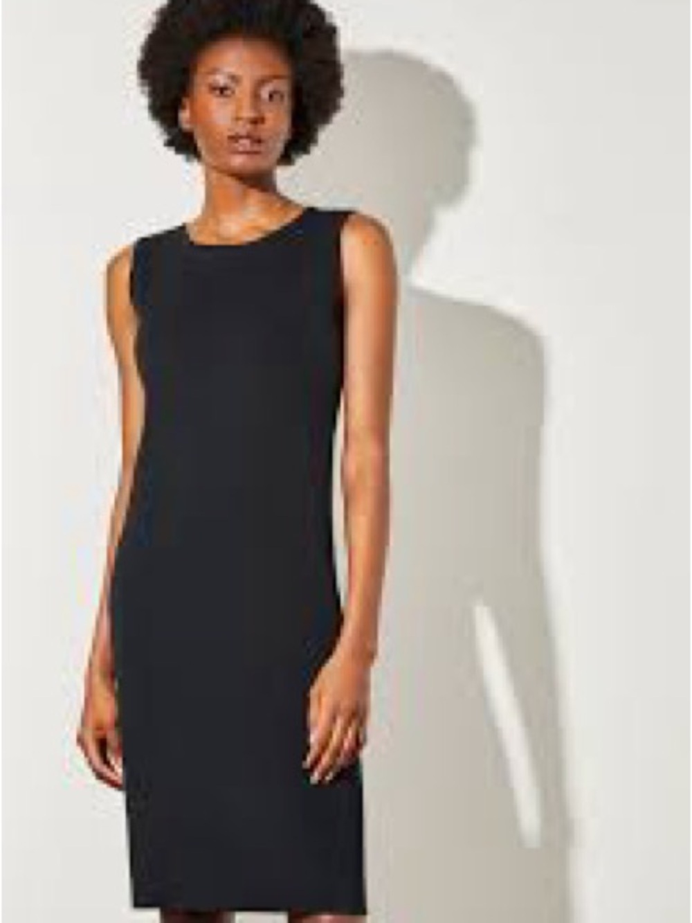 Ming Wang Crew Neck Tank Knit Dress in Black. Large